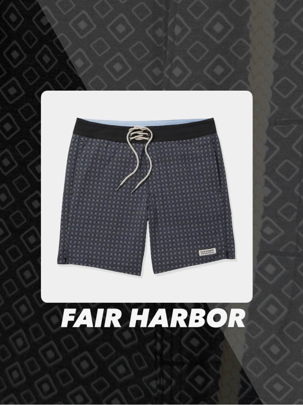 EUC Fair Harbor Grey Geometric Nautilus Board Shorts